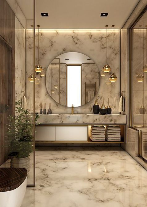 Modern Marble Work in Bathroom